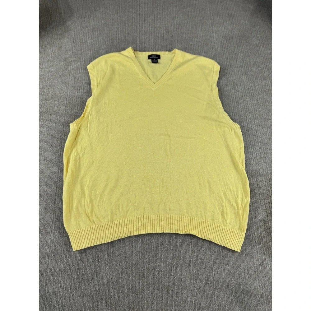 Brooks Brothers 346 Men's XL Sweater Vest Yellow Pullover V-Neck Knit Cotton